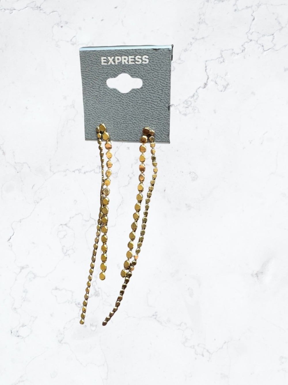 Express Shimmering Gold Disc Drop Earrings - Picture 2 of 2